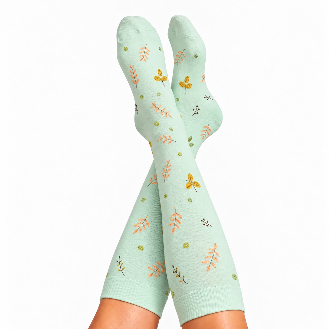 Leaves Mint Compression Socks