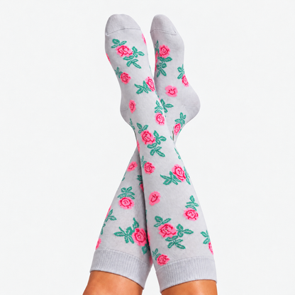 Flowers Black Compression Socks