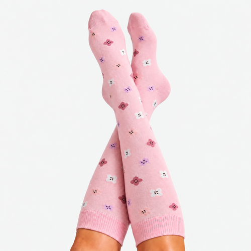 Flowers Pink Compression Socks