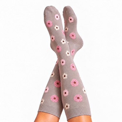 Flowers Black Compression Socks