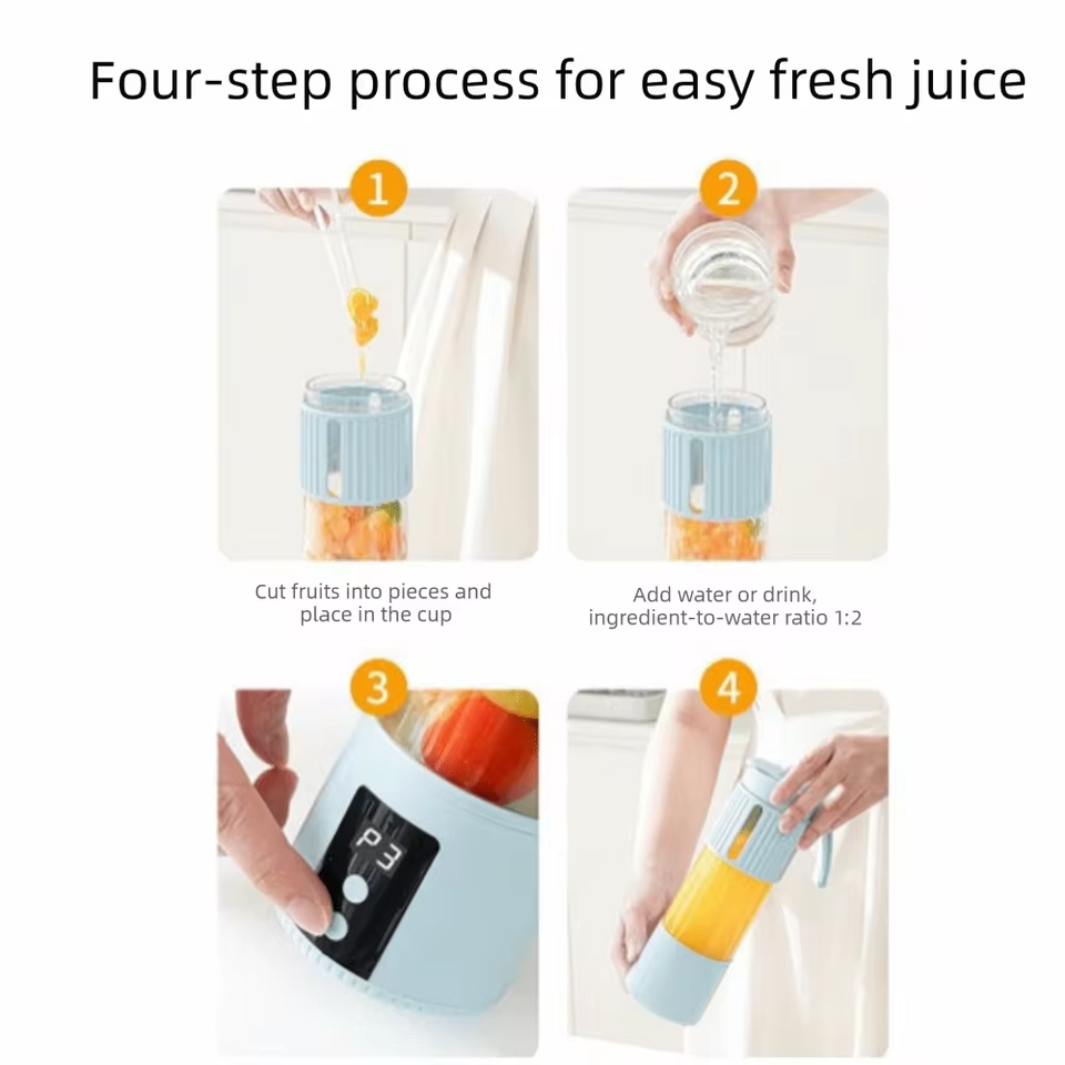 Portable Electric Juice Cup 450ML – 3 Timer Blending Modes