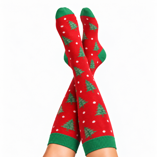 Green Christmas Trees Compression Socks